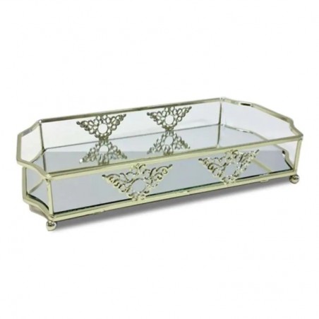 Octagon Vanity Mirror Tray with Rails