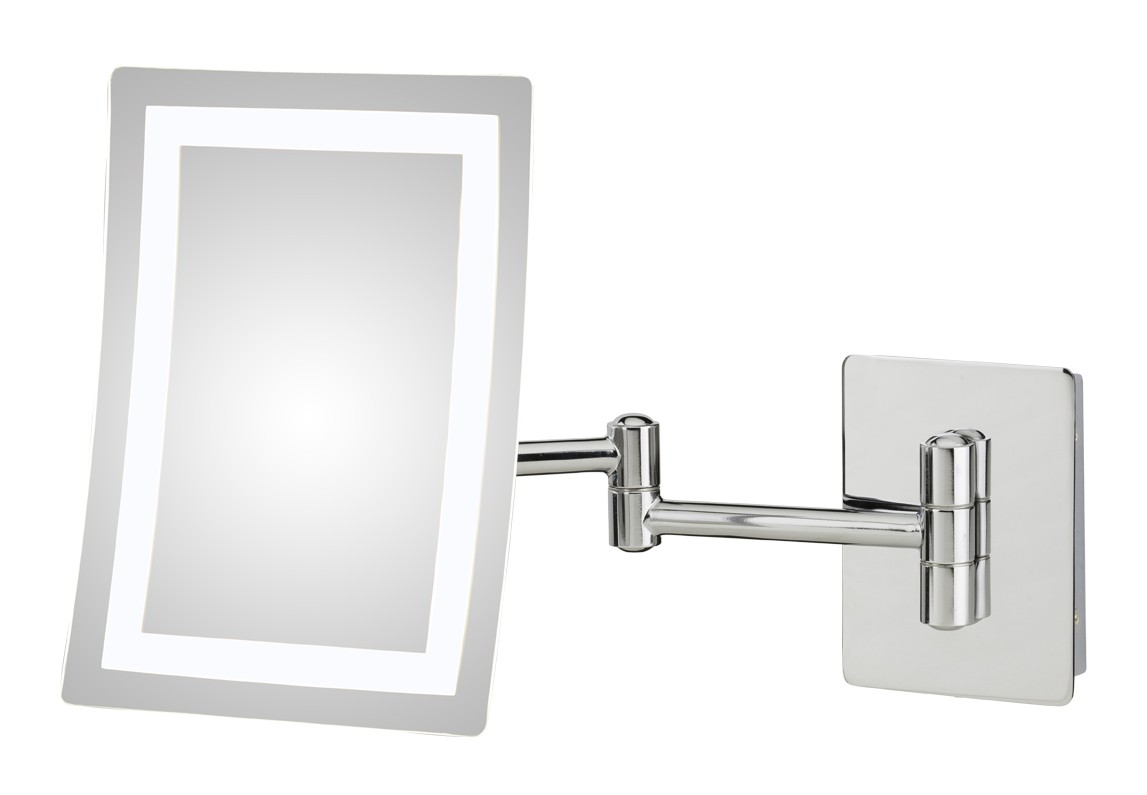 Single-Sided LED Rectangular Magnified Wall Mirror Finish Chrome LED ...