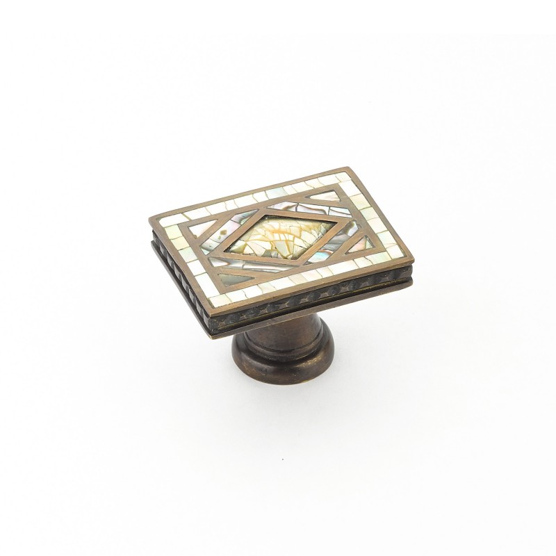 Avalon Bay Shell & Yellow Rectangular Knob