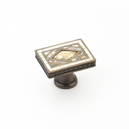 Avalon Bay Shell & Yellow Rectangular Knob