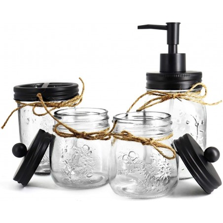 Mason Jar 4-Piece Bathroom Accessories Set