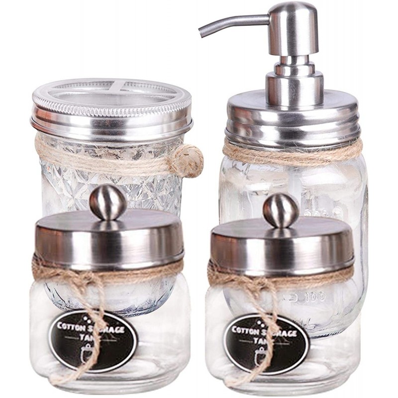 Mason Jar 4-Piece Bathroom Accessories Set